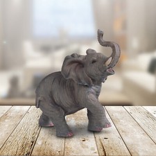 6"H Wildlife Baby Elephant with Trunk Up Figurine Room Decor