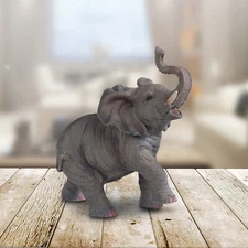 6"H Wildlife Baby Elephant with Trunk Up Figurine Room Decor
