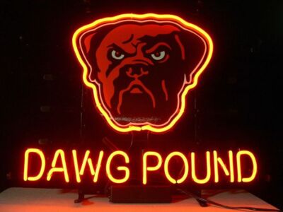 Cleveland Browns Dawg Pound 20''x16'' Neon Sign Light Lamp Real Glass Artwork Bar