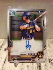 2021 Bowman Chrome 1st Hedbert Perez Base Auto Brewers ROOKIE RC Autograph C2