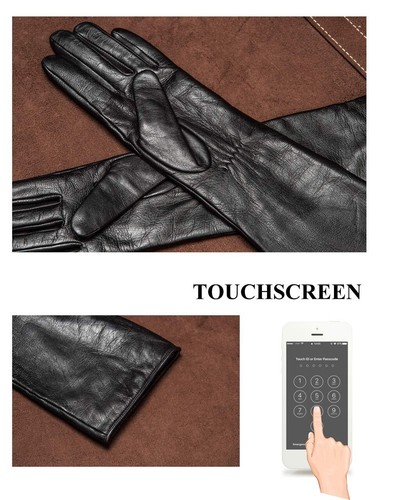 YISEVEN Women's Touchscreen Lambskin Leather Opera Gloves Warm Lining Flat (M) - Foto 3 di 6