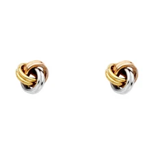 Ioka - 14K Tri Color Gold Love Knot Push Back Earrings