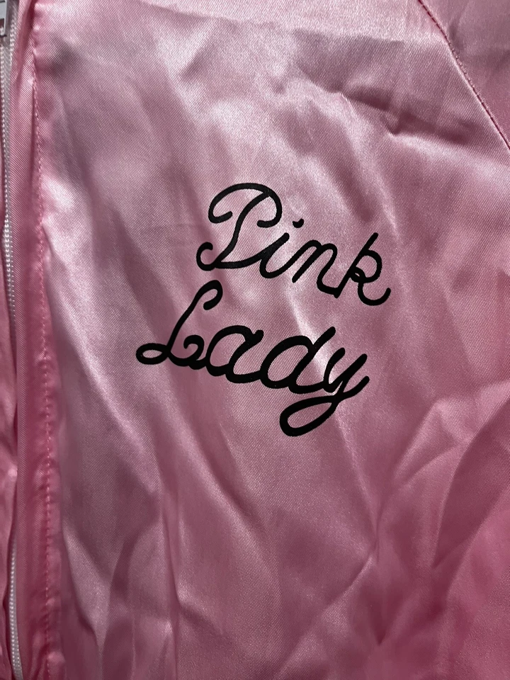 Womens Pink Lady 1950s Satin Jacket Costume grease style maxim party supplies - Image 4 of 4