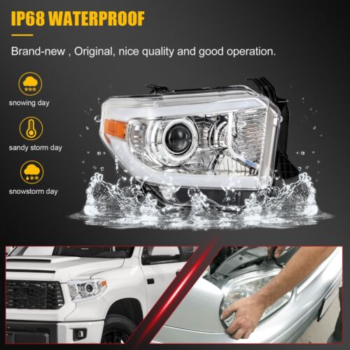 Headlight Assembly For 2014-2021 Toyota Tundra w/LED DRL Sequential Signal Lamp - Picture 5 of 7