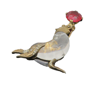 TRIFARI 925 Silver Vintage Antique Rare Jelly Belly Seal TRIFARI 925 Silver Vintage Antique Rare Jelly Belly Seal