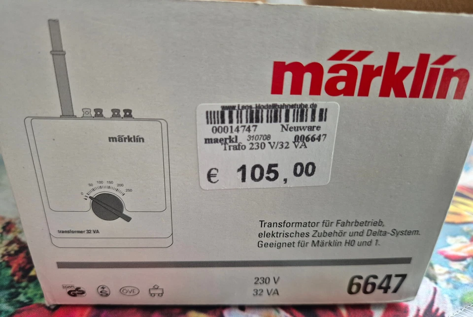 Märklin 6647 Spur H0 Transformator 230 V 32VA Delta-System Zubehör in OVP/2509 - Bild 2 von 4