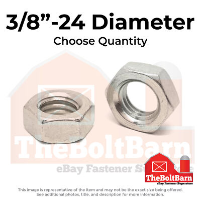 3/8''-24 Stainless Steel Hex Jam Nuts (Choose Qty)