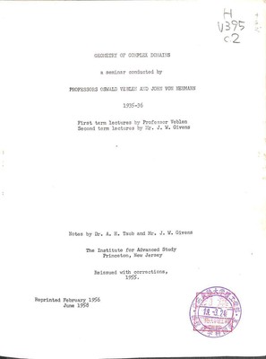 Geometry of complex domains;, Veblen, Oswald, Good Condition, ISBN