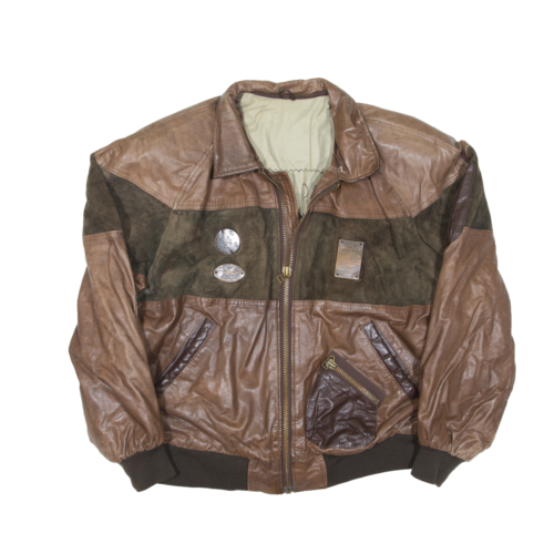 Vintage US AIR FORCE Style Flight Leather Jacket Brown 90s Mens XL - Afbeelding 1 van 8