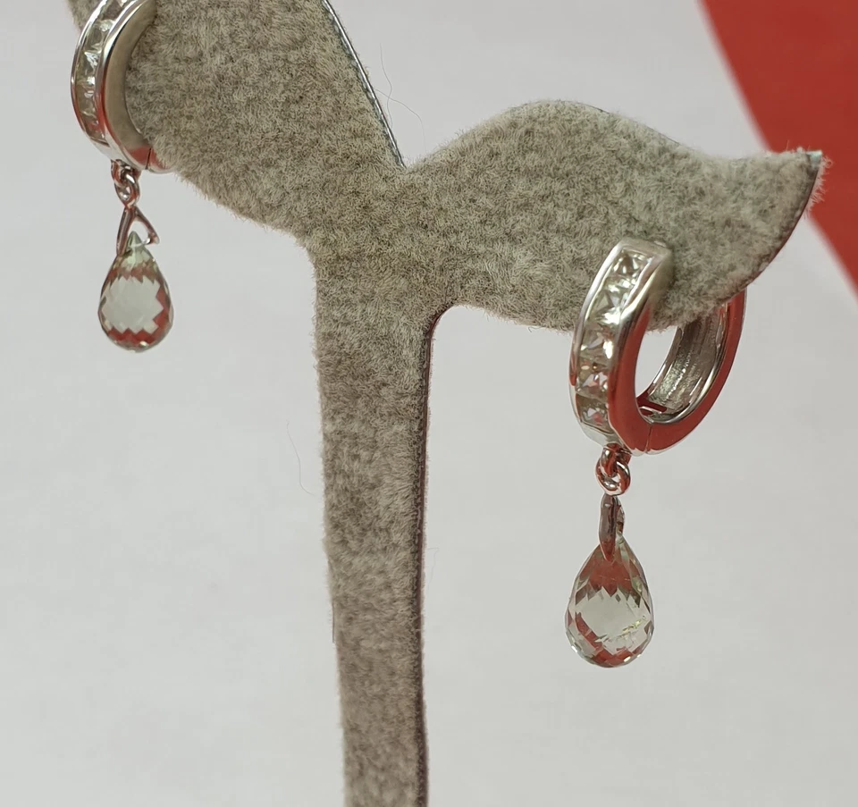 Nobile 4,3 Carati Prasiolite Orecchini a Cerchio Alto 925 Argento Verde Ametista - Immagine 4 di 4