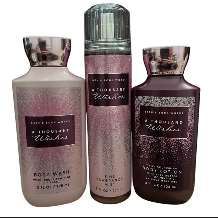 Bath & Body Works A THOUSAND WISHES Shower Gel, Body Lotion, Mist 3pc Gift Set