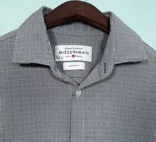 Mizzen + Main LEEWARD Large Trim Fit Blue Glen Plaid Button Front Shirt USA Made