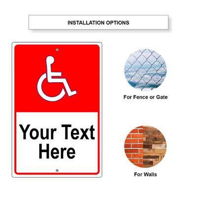 Custom Sign Handicap Symbol Personalized Text Custom Text Aluminum