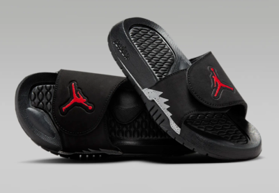 JORDAN HYDRO V RETRO SLIDE BIG KIDS (GS) BLACK / FIRE RED-SILVER