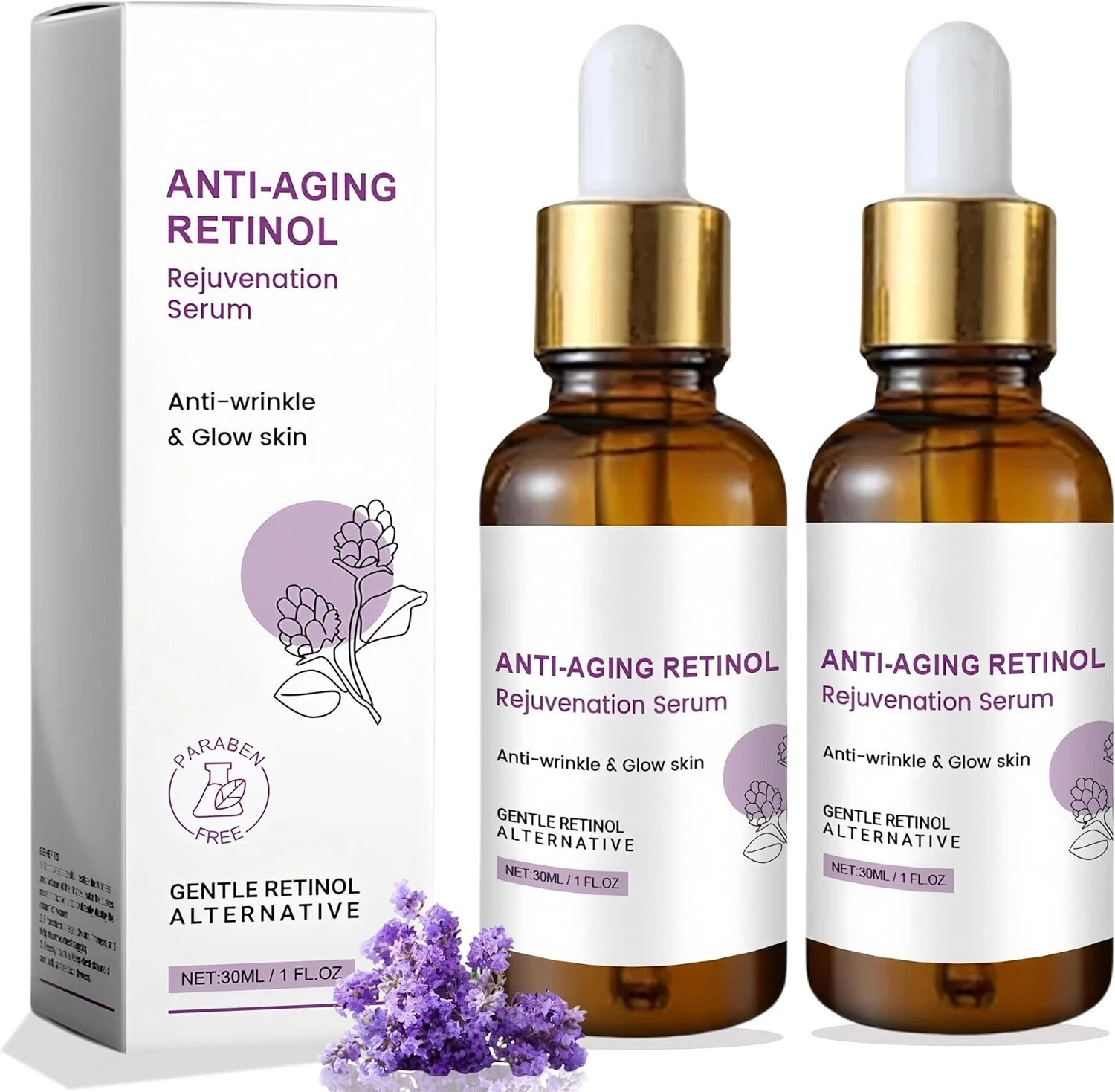 Retinol Face Lift Serum Gel + Vitamin E 30 ml x2 For Micro Needle Derma Roller