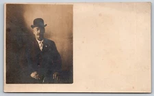 RPPC   Dapper Man in Bowler Hat   Postcard