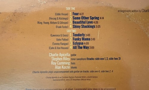 Charlie Apicella Trio - "Classic Guitar" - NEW / SEALED - 2021 - Zoho - 12" LP - Picture 3 of 4