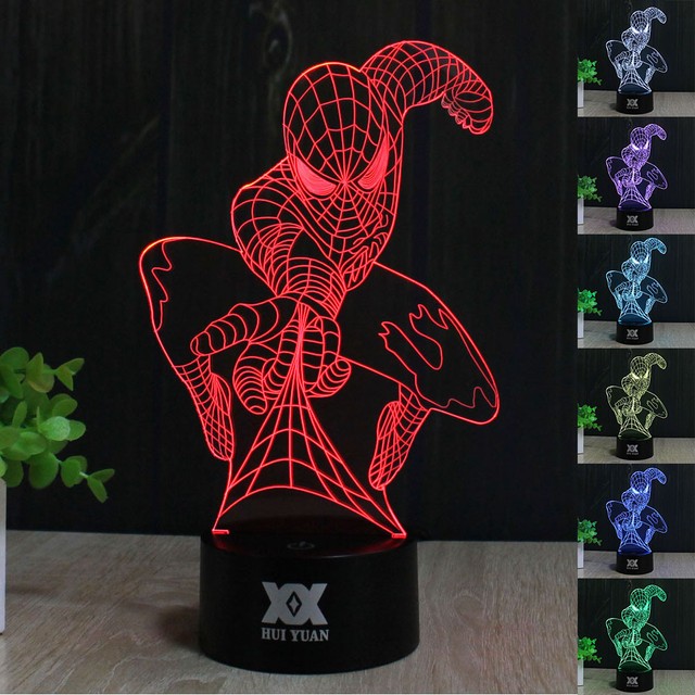 Marvel Superhero Spider Man 3d LED Night Light 7color Table Desk Lamp eBay