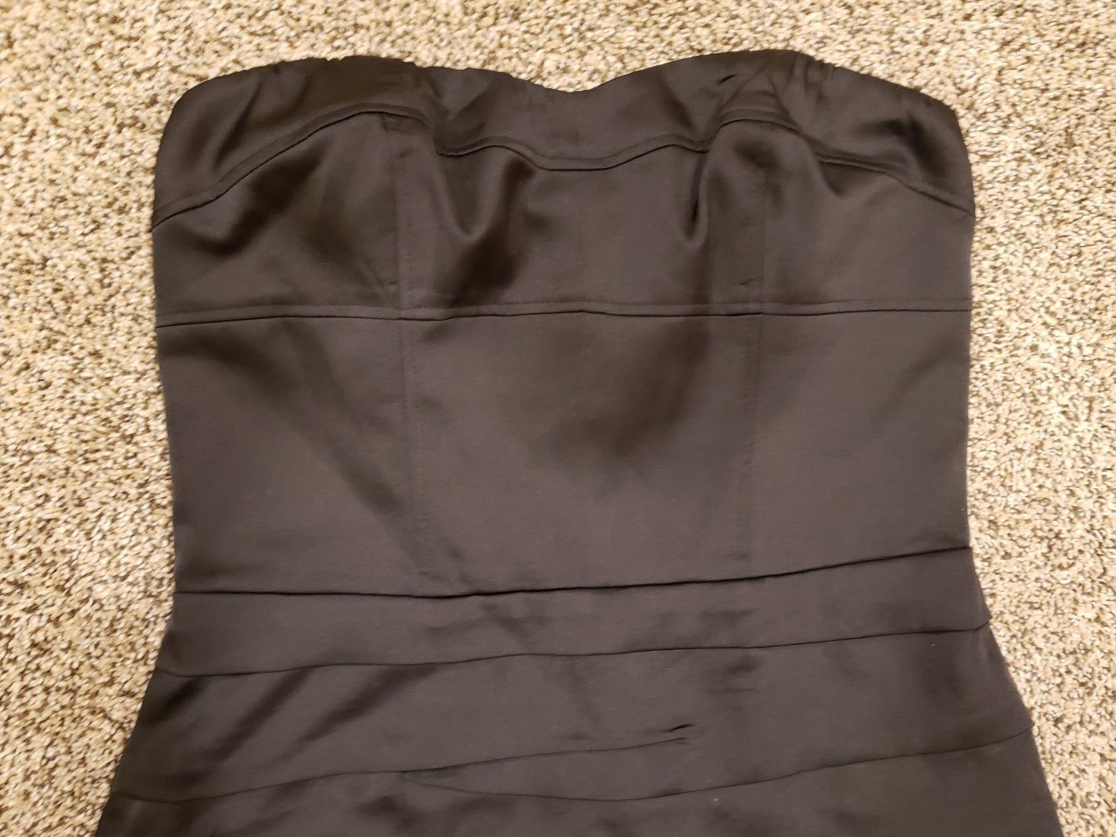 Womens Express Black Satin Mini Holiday Party New Years NYE Dress 4 ruched 