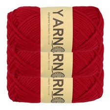 3Pcs Crocheting Yarn, 2mm Dark Red Acrylic Yarn 76 g/2.6 oz ,164 Yards Total