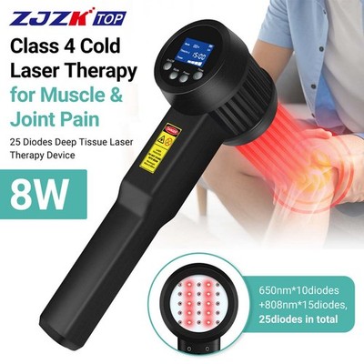 8W Class 4 Cold Laser Therapy Device 650nm 808nm CW PW for Muscle Joint Pain