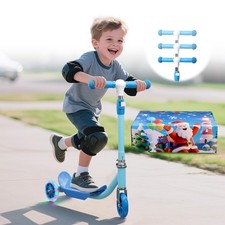 Kids Kick Scooter with Adjustable Height LED Flash Wheels 3 Growing Level...