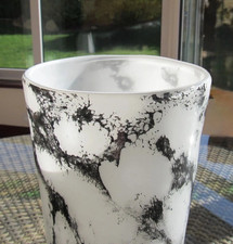 RIESIGE 42cm Murano Cenedese Kunstglas Vase mit Fuß Marmoroptik 20. Jahrhundert