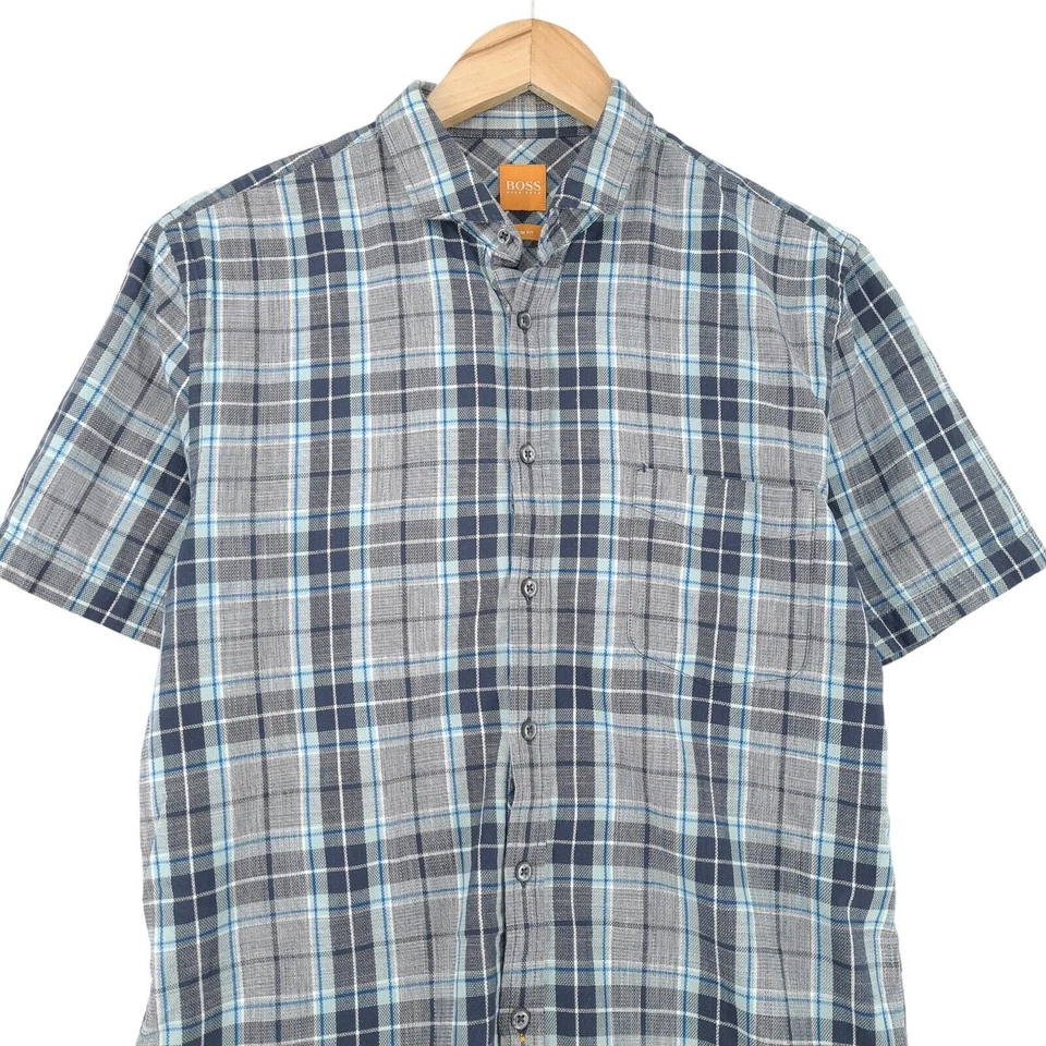 Hugo Boss Slim Fit Orange Label Check Shirt Short Sleeve Mens Aq6 Size M Medium - Image 2 of 4