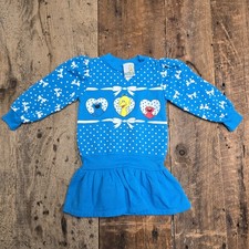 Vintage Sesame Street Elmo Big Bird Cookie Monster Ruffle Bottom Dress Size 3T