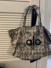 LO YOGA Gray Tie Dye Large Canvas Tote Bag Gym Travel Carry-on