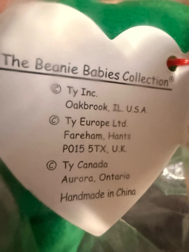 Juguete de peluche Ty Beanie Baby Erin The Bear 1997 retirado ¡¡¡Nuevo en embalaje!!!! Foto 4 de 4