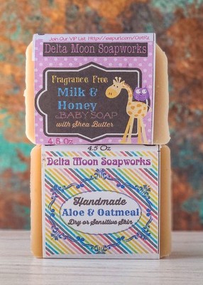 Handmade Fragrance Free Goat Milk Soaps, Shea Butter, Oatmeal, Ships Fast