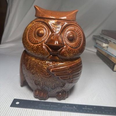 Vintage McCoy Owl Cookie Jar #204   Brown Glaze USA Mark   1960s Potter