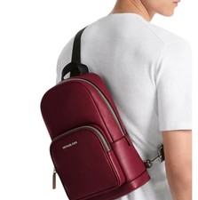 NWT Michael Kors Cooper Pebbled Leather Sling Pack RED