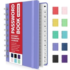 Password Book with Individual Alphabetical Tabs, 4"x5.5" Small Password Noteb...
