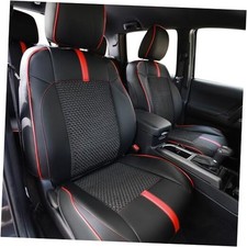 Leather Seat Covers Custom Fit for Tacoma 2016 Full set Red Black