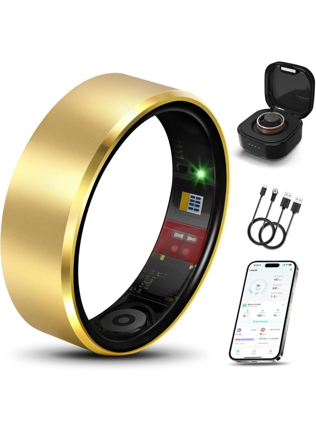 Smart Health Ring for Women Men Fitness Tracker with Heart Rate Blood Oxygen #10