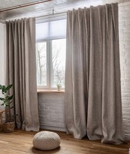 3H Linen 1 Linen Curtain w/ Blackout Lining  Back Tabs Heavy Natural 106  x90  