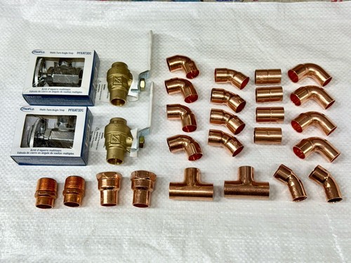 (Lot of 28pc) 1/2" Copper Fittings Elbow, Coupling, Ball Valve, etc.
