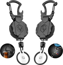 2 Pack Retractable Keychain Heavy Duty Carabiner Badge Holder with Magnetic C...