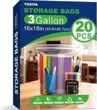 20PACK 3 Gallon Large Zipper Bags for Storage 16 x 18 Inch, Large Clear Zipper