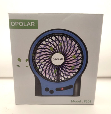 OPOLAR  Portable Rechargeable Fan, USB Cable , Blue Model F208