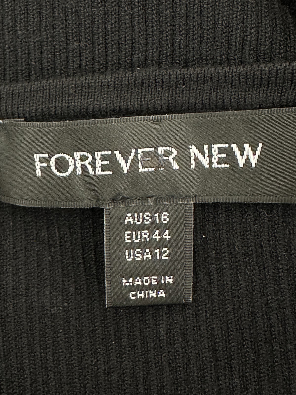 Forever New Tank Top Women AU 16 Black Ribbed Stretch Viscose Blend image 3