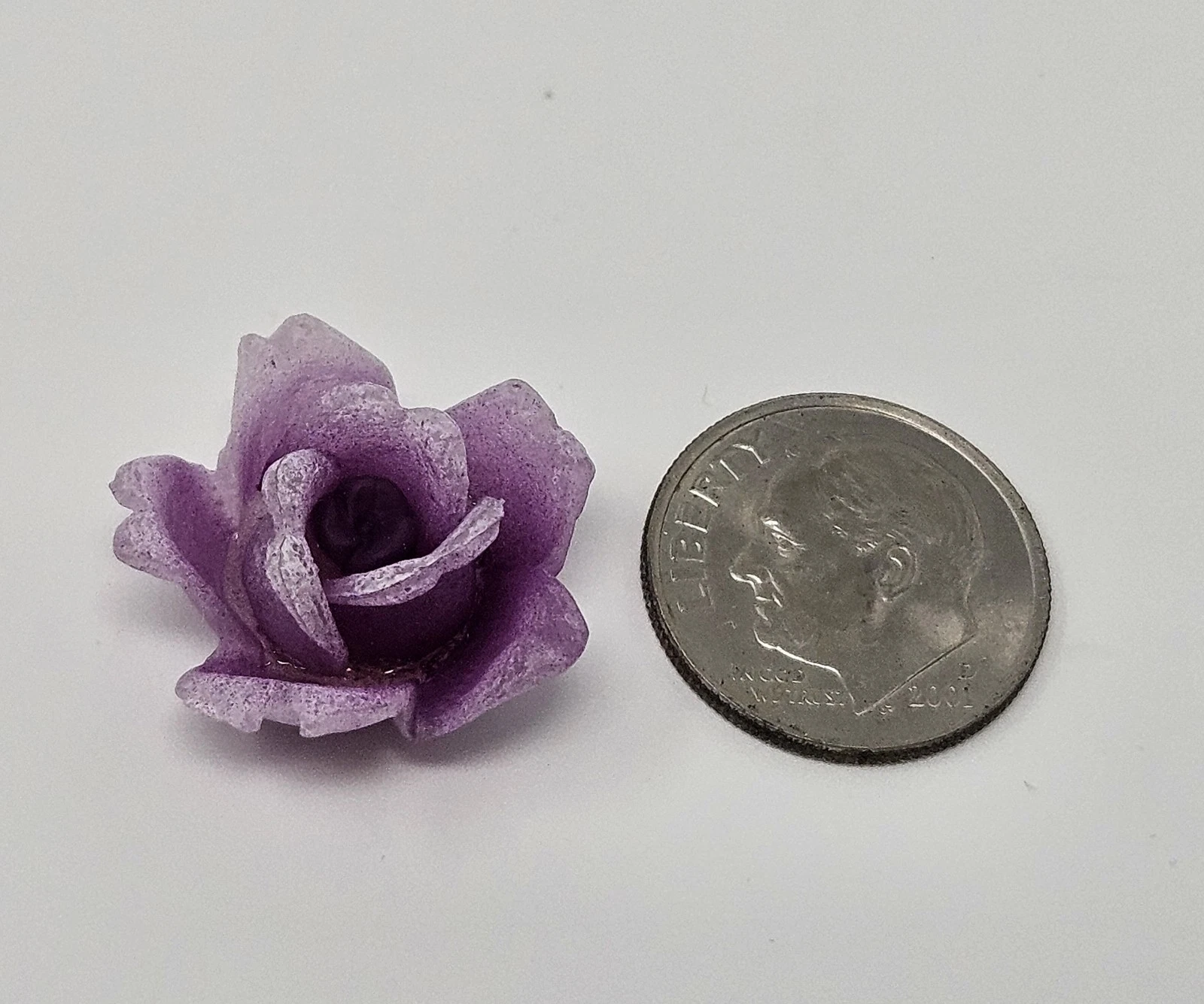 20 pcs Purple Frosted Plastic Rose Flower 3D Cabochons Jewelry Crafts Vintage image 3