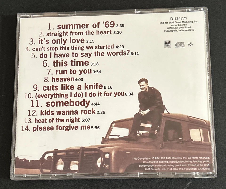 Bryan Adams – So Far So Good (CD Club 1993) A&M Records, Pre-Owned Very Good - Image 2 of 4