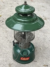 Old 1951 Coleman Dual Mantle Big Hat Lantern 228E  12/51 Sunshine Globe  CLEAN