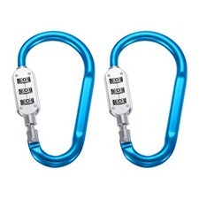4.3 Inch Length Combination Locks, 2PCS 3 Dial Digit Combo D-Ring Locking, Blue