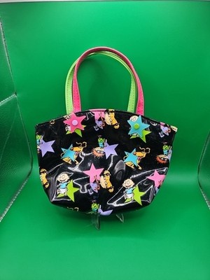 Vtg RUGRATS Mini Bag Black Vinyl Pink Graphic Nickelodeon 1997 Viacom