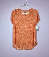 Nine West Essential Soft-Spun Short Sleeve Tunic Tee Orange/White Women’s Small