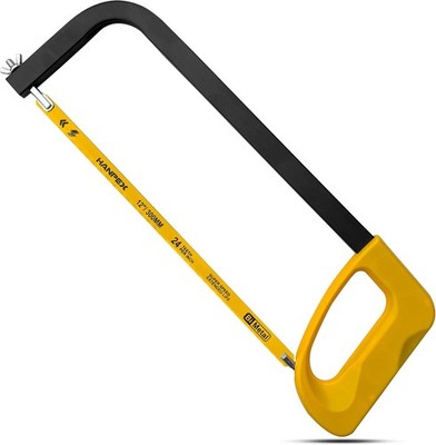 12in. High-Tension Hacksaw Frame with 24 TPI Bi-metal Blade, Hand Saw Yellow 